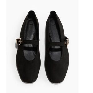 H&M Black Mary Jane Flats with Gold Buckle